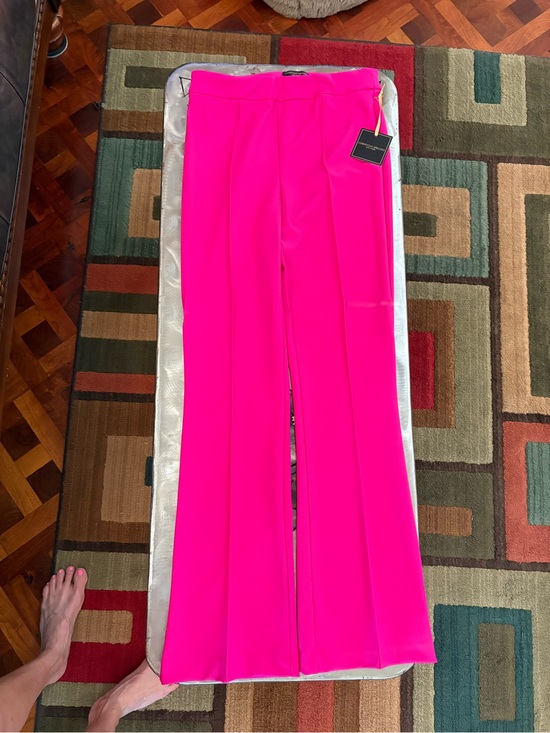 Christian Siriano Pants - Christian Siriano Neon Pink Wide-Leg Trousers